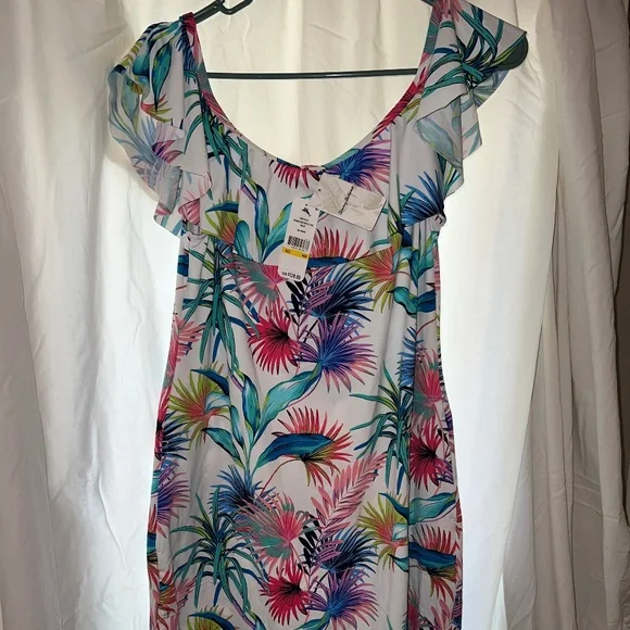tommy bahama off the shoulder ruffle dress Tommy Bahama Women's Leo Aloha Ruffle Off-the-Shoulder Spa Dress - Candied Pecan
